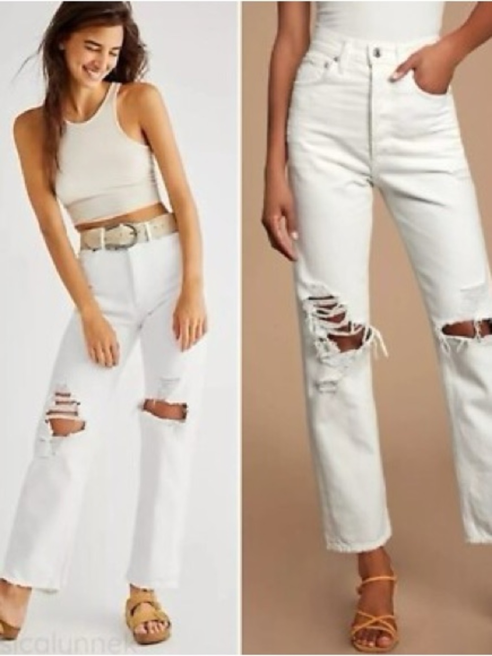 AGOLDE 90’S DESTROYED STRAIGHT LEG RELAXED JEANS, SZ 25 WHITE